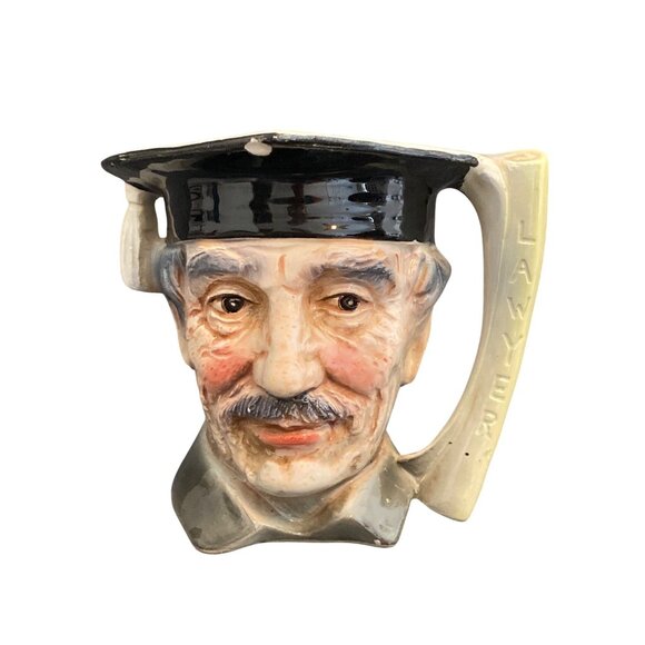 Royal Crown 4964 Toby Mug Lawyer Diploma Handle Graduate Cap Elderly Face Japan - Picture 1 of 10